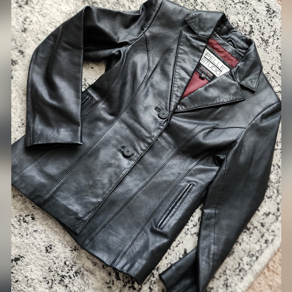 *SOLD* PELLE STUDIO Wilsons Black Leather Jacket Womens Size S - Picture 9 of 16